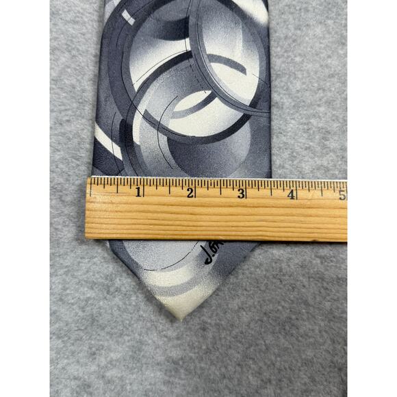 J. Garcia Clockworks Watercolor Collection Gray White Silk Neck Tie - Picture 3 of 6